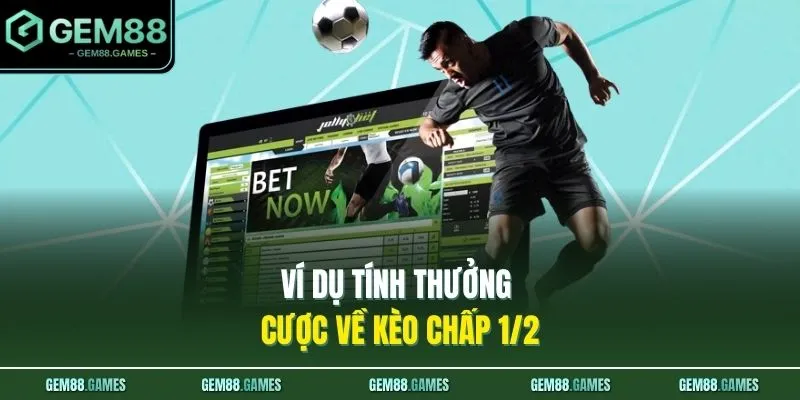 Ví dụ tính thưởng cược về kèo chấp 1/2